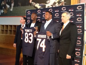 coach Marc Trestman, Bennett, Bushrod, and GM Phil Emery