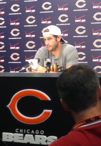 Jay Cutler addresses the media.