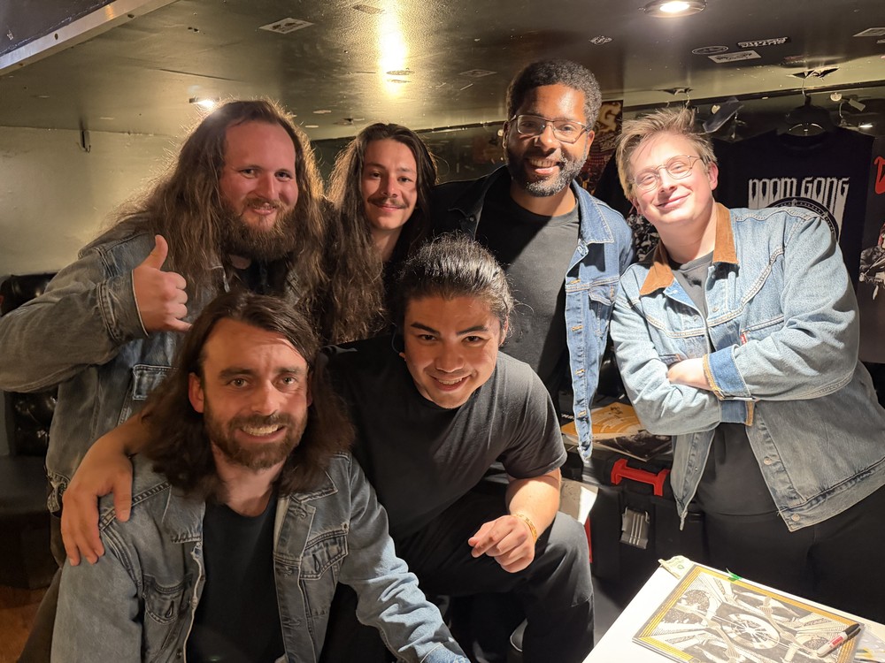 DOOM GONG band members posing together after their show at Subterranean in Chicago, April 2026